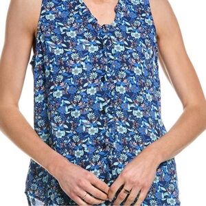 CAbi Blue Floral Sleeveless Blouse